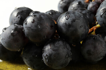 Fresh dark red grapes close up