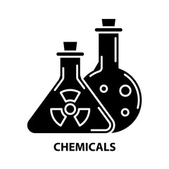 chemicals icon, black vector sign with editable strokes, concept illustration