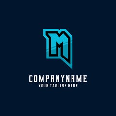 Esport text alphabet logo. Initial letter M