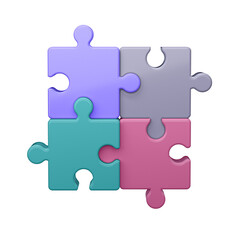 Obraz premium 3D illustration Puzzle in cartoon style not white background. Well suited for a landing page, mobile app, or website.
