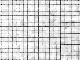 White marble grid wall background.