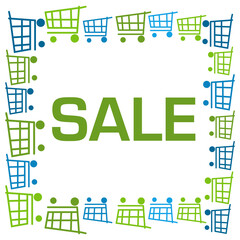 Sale Blue Green Shopping Carts Square With Text 