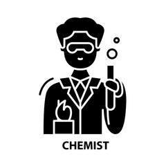 chemist icon, black vector sign with editable strokes, concept illustration