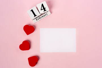 Envelope for Valentine's day, space for text. Romantic concept on a pink background