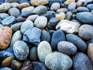 Sea pebbles, Sea stones background.