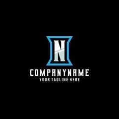 Esport text alphabet logo. Initial letter N