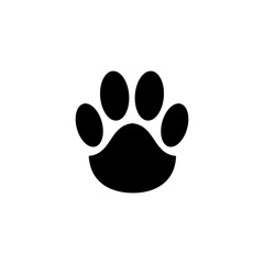 Paw print. Trace of cat foot. Black color. Isolated. Flat style. Vector illustration. Icon