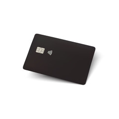 Black credit card template isolated on white background.