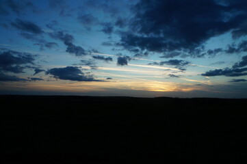 colourful sunset sky over fields in essex, photographed in April 2017