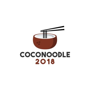 Creative coconut noodle logo design