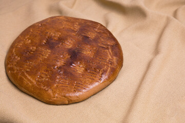 Ttraditional sweet homemade armenian cake gata. Armenian gata, Top view