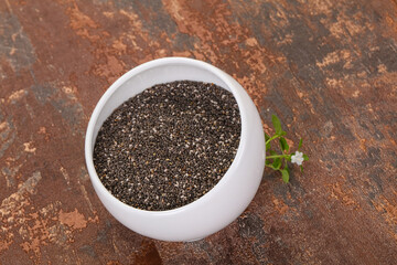 Dietary Chia seeds in the bowl