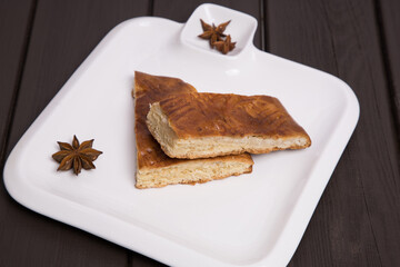 Armenian traditional sweet homemade armenian gata cake on a plate, Armenian gata