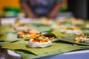 Making Tamales a Latin American dish.