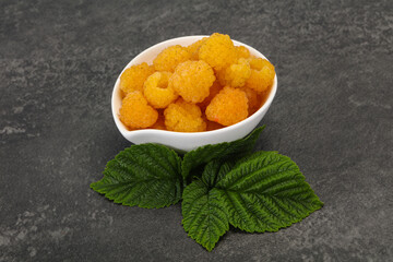 Sweet ripe tasty yellow raspberry