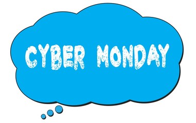 CYBER  MONDAY text written on a blue thought bubble.