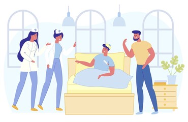 Nurses Visiting Patient with Temperature at Home.