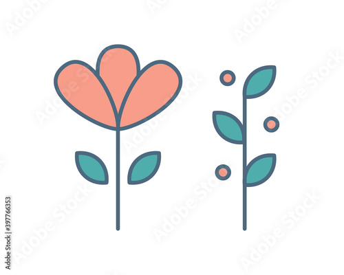 花 植物のアイコン イラスト シンプル かわいい マーク 素材 Background Wall Mural Backgrou Yugoro