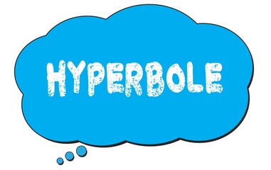 HYPERBOLE text written on a blue thought bubble.
