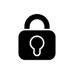 Lock black glyph icon. Locking different personal information. Using simple image for mobile application. Password input form. Silhouette symbol on white space. Vector isolated illustration