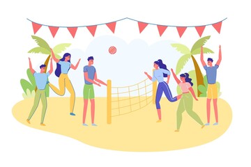 Summer Beach Party Sports Entertainment Event Vector Illustration