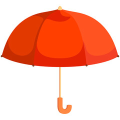 Orange unfolded umbrella. Beautiful accessory in cartoon style.