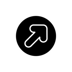 Arrow black glyph icon. Showing path for user. Direction sign for your app development. Interface ui component creation. Silhouette symbol on white space. Vector isolated illustration