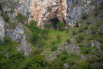 Canyon with meanders on the river Uvac, on the Zlatar Mountain, the viewpoint called girl's wall. Uvac is a special nature reserve in Serbia with endangered bird species Griffon vulture.