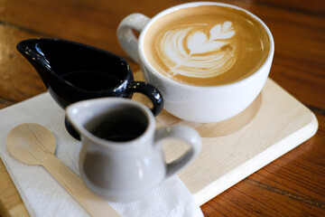 hot cappuccino mocha coffee with latte art