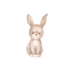 Watercolor cute easter bunny. hand drawn rabbit illustration on white background