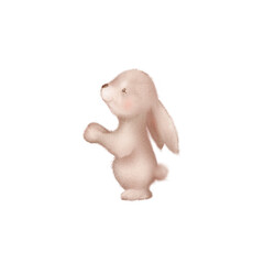 Watercolor cute easter bunny. hand drawn rabbit illustration on white background