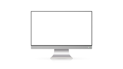 Modern glossy white screen monitor. For advertising design. Isolated over white background. Vector eps10