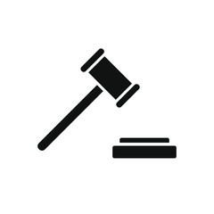 Judge hammer vector icon. Law and justice symbol. Auction gavel logo sign.
