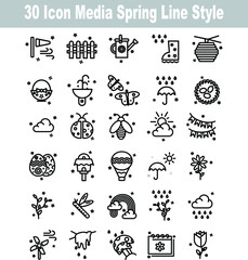 Naklejka premium 30 Icon Spring Line Style for any purposes website mobile app presentation