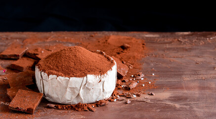 Organic cocoa cacao powder for food snack tasty sweet dessert milk dark chocolate drink bakery...