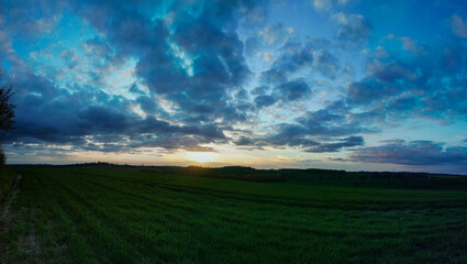Sunset panorama, photographed in April 2017 in Essex