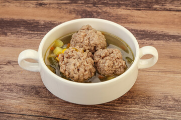 Soup with vegetables and meat balls