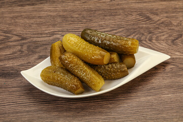 Pickled cucumbers in the plate