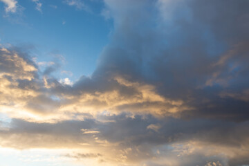Beautiful sky with clouds at sunset, sky remplacement, nature background