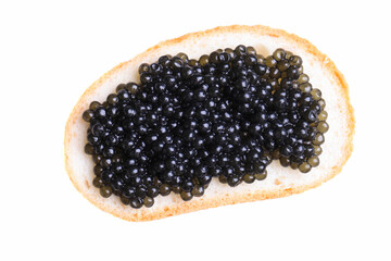 Sandwich with  black sturgeon caviar