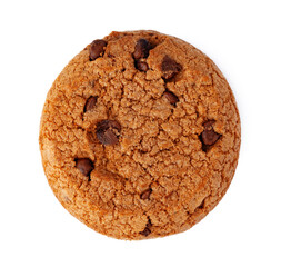 Close up of chocolate chip cookie isolated on white