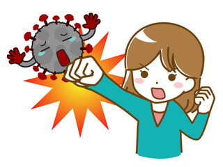 ウイルスを撃退する女性