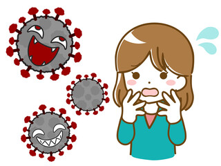 ウイルスに戸惑う女性