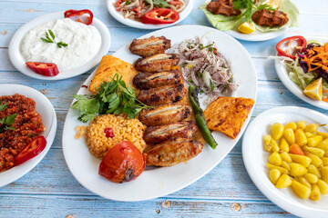 BBQ Chicken Wings with Sauce. grilled chicken wings. top wiev