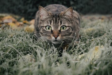 cat in grass