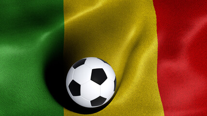 3D rendering of the flag of Mali with a soccer ball