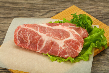 Raw pork meat neck steack