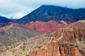 Photo of the valley landscape view from the path to the Garganta del Diablo in Tilcara, Jujuy,...