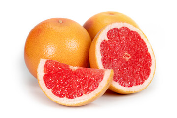 Grapefruit with slices isolated on white background