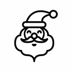 Santa Claus face line icon, SMILELY Santa Claus head doodle vector illustration, Isolated on white background. eps 10